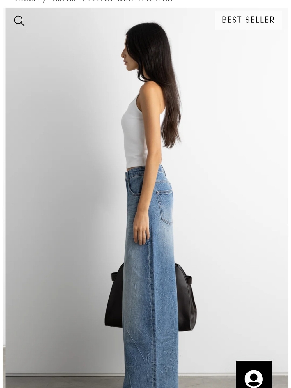OAK + FORT Light Blue Wide-Leg Creased Jeans - Picture 2 of 2